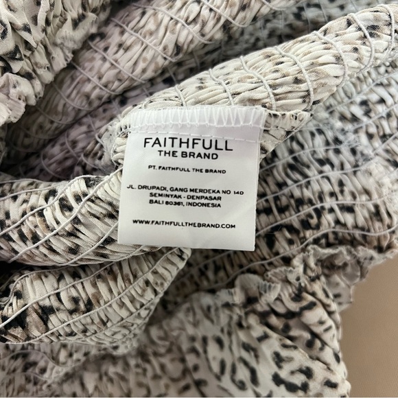 Faithfull The Brand Margherita Signe Animal Print Smocked Mini Dress Medium NWT - Picture 15 of 16
